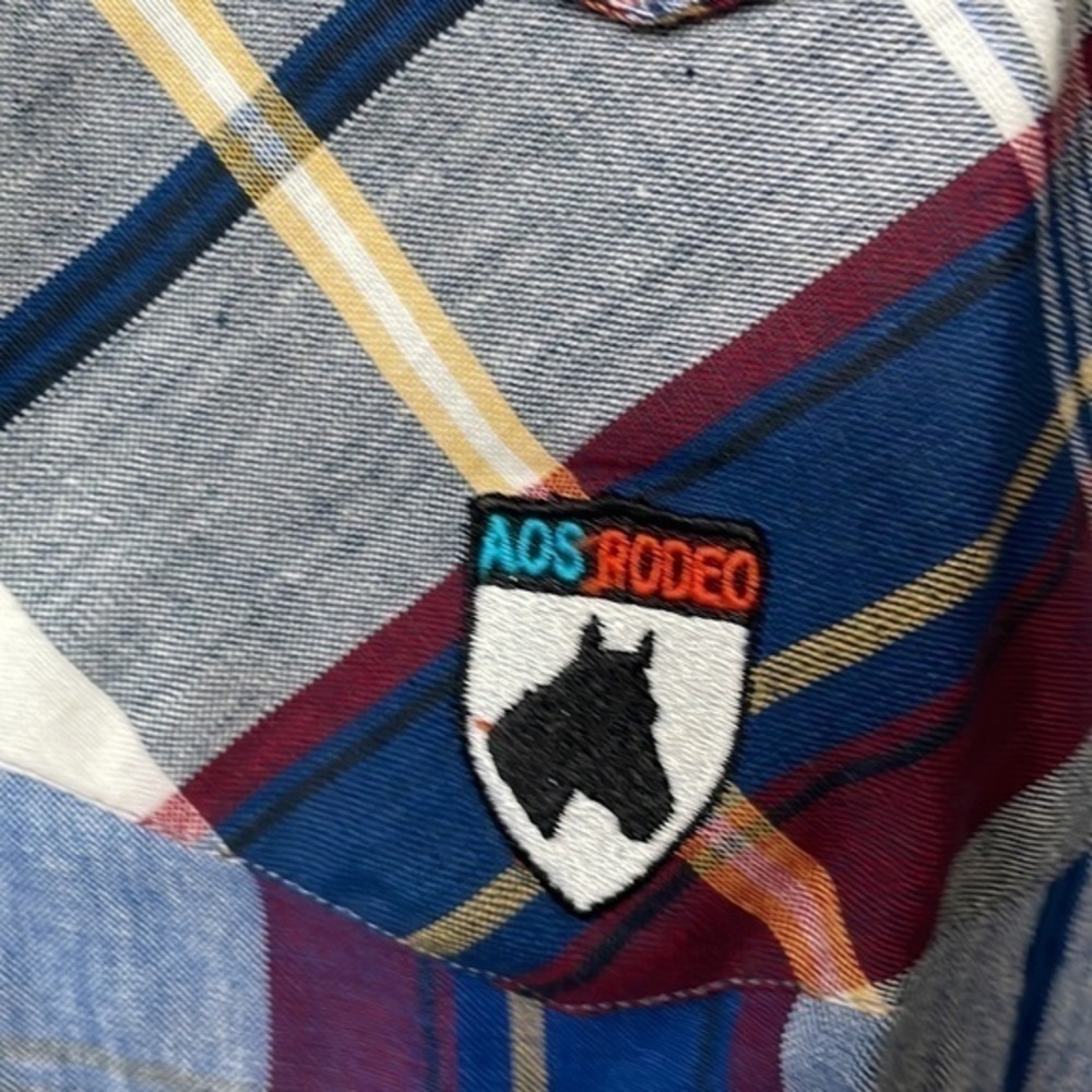 NEW AOS Rodeo shirt men's plaid  XL tall button up red blue - Picture 3 of 10